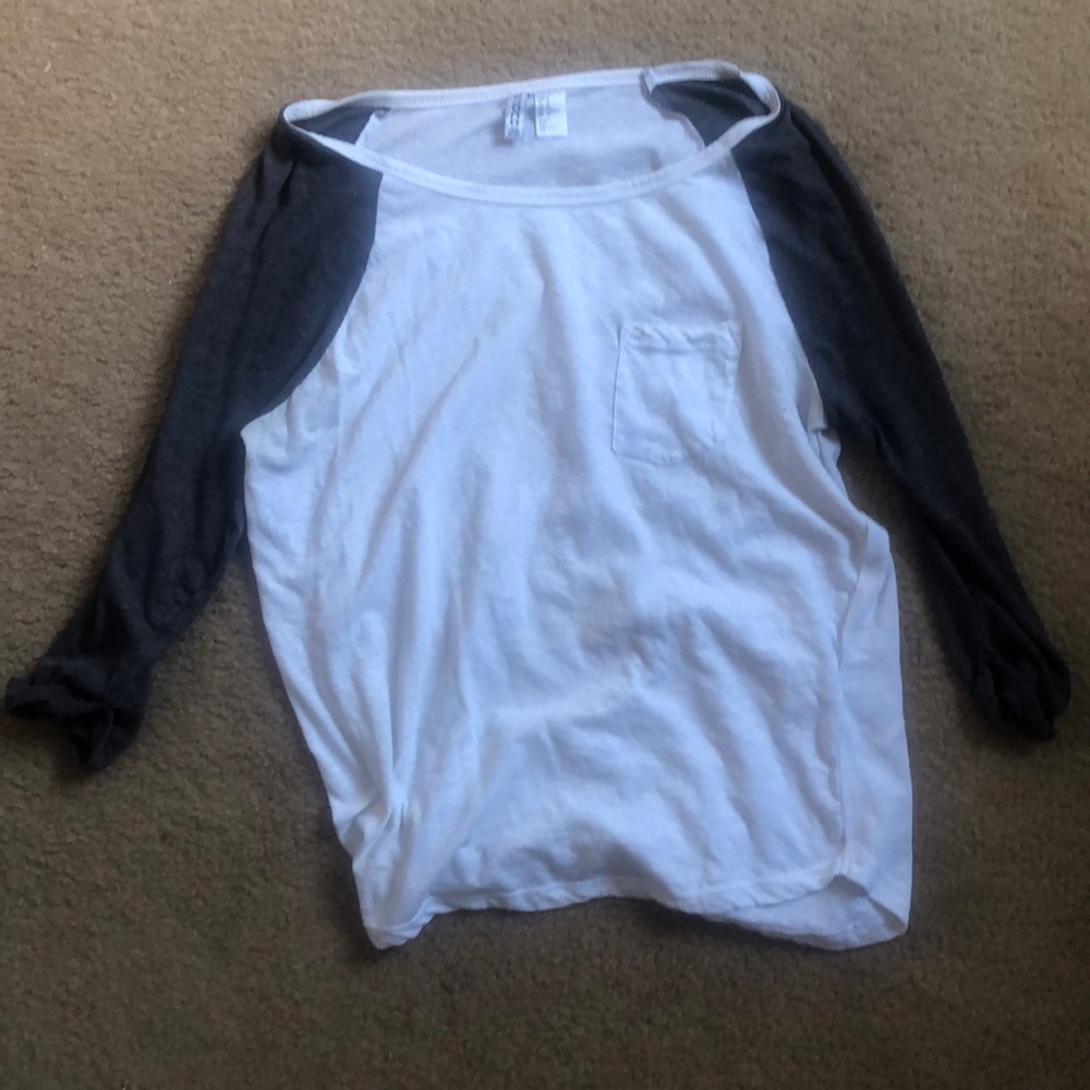 Grey and white baseball tee